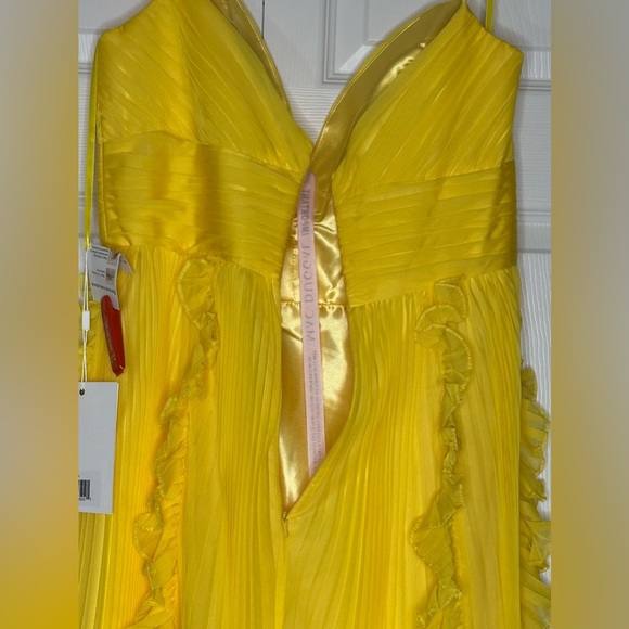 Mac Duggal Style # 70172 A-line Chiffon Gown High/Low in Sunshine - Picture 11 of 14